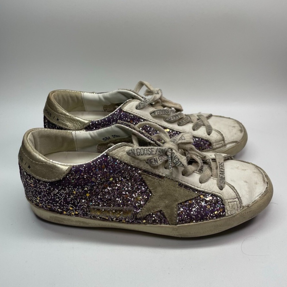 GOLDEN GOOSE Limited Release Super-star Low Top Sneaker In Lilac/ Multi Sz 36